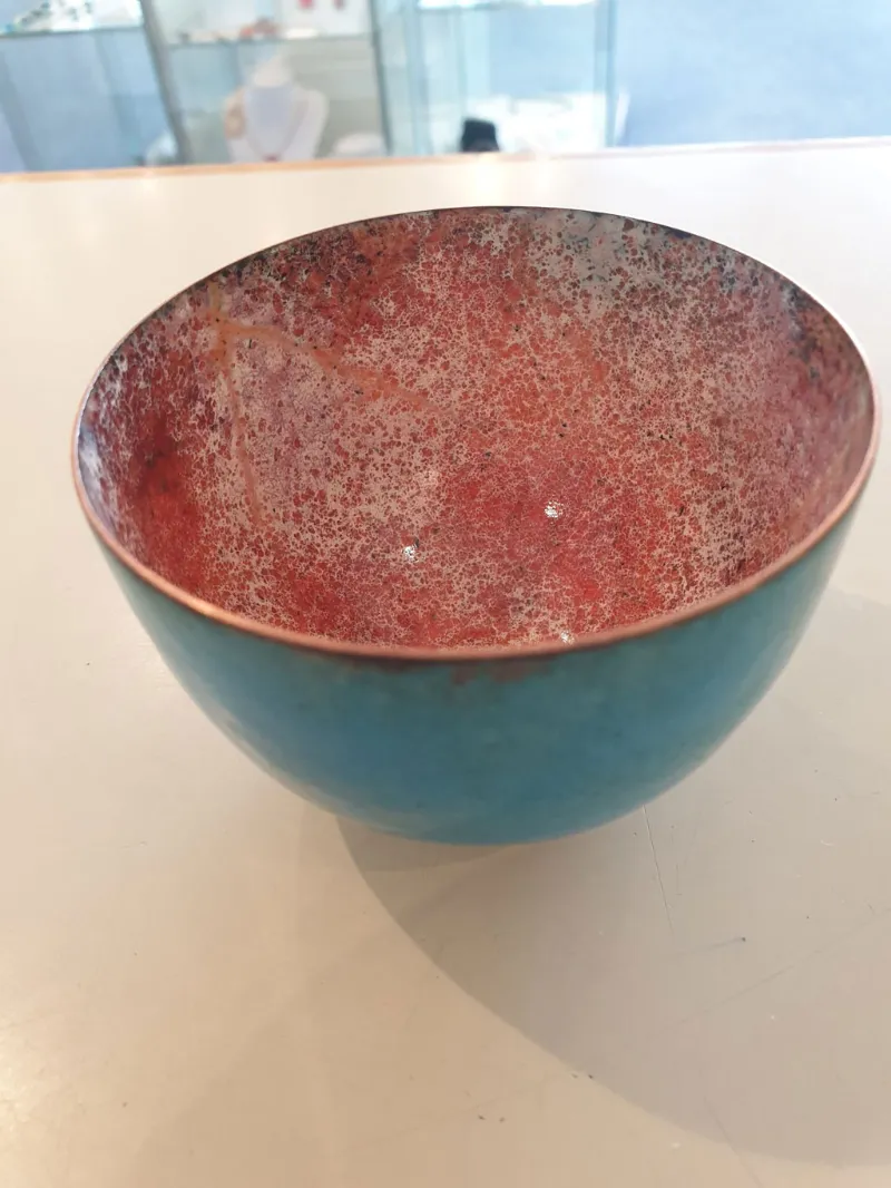 Enamelled copper bowl by Caroline Ingram