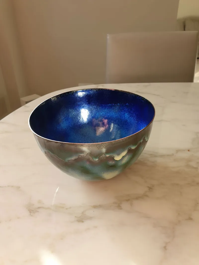 Enamelled copper bowl by Caroline Ingram