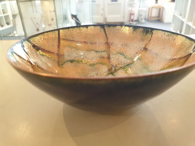 Enamelled copper bowl by Caroline Ingram