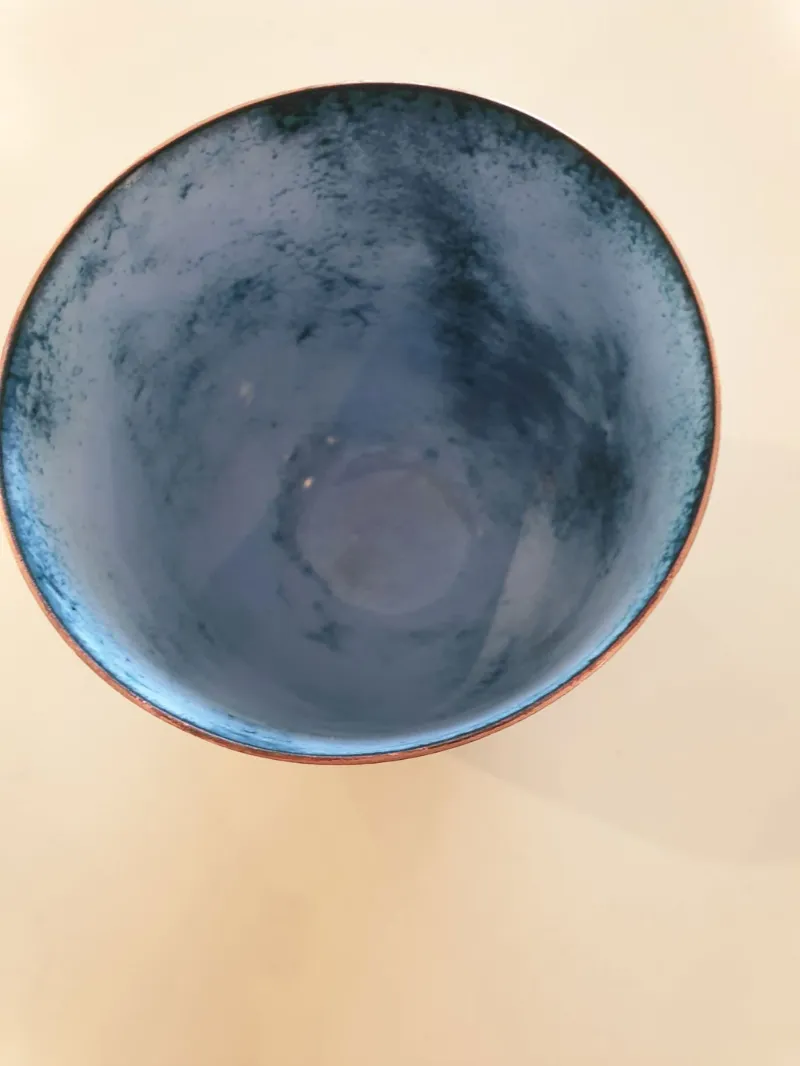 Enamelled copper bowl by Caroline Ingram