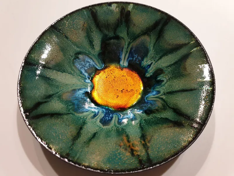 Enamelled copper bowl by Caroline Ingram