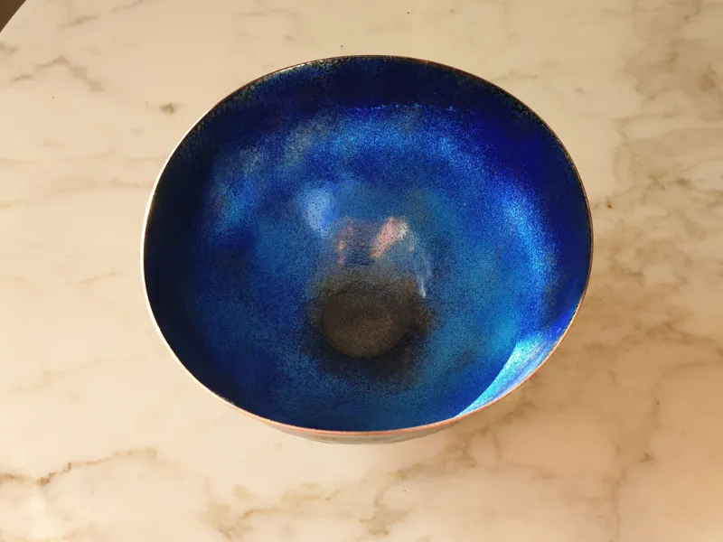 Enamelled copper bowl by Caroline Ingram