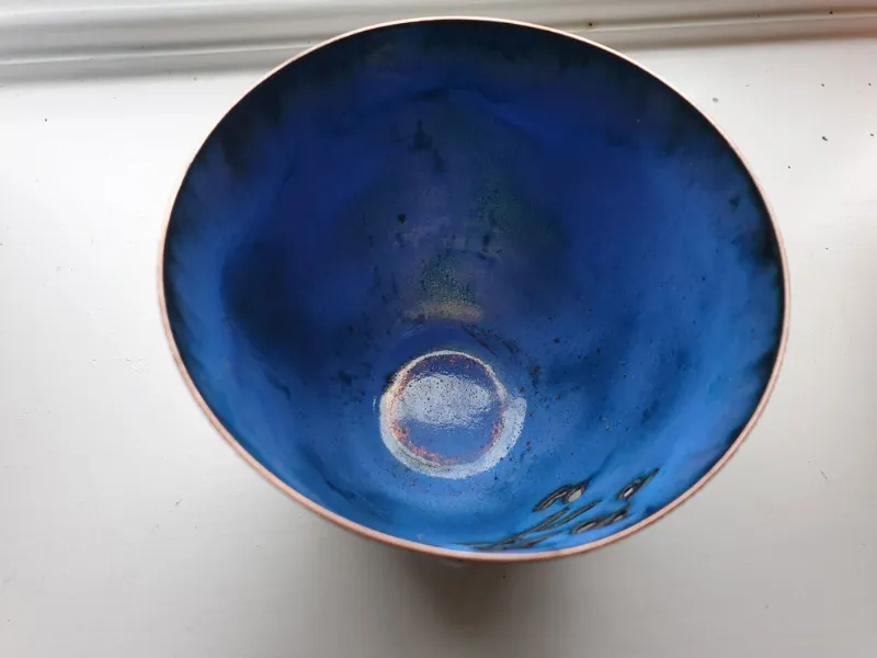 Enamelled copper bowl by Caroline Ingram