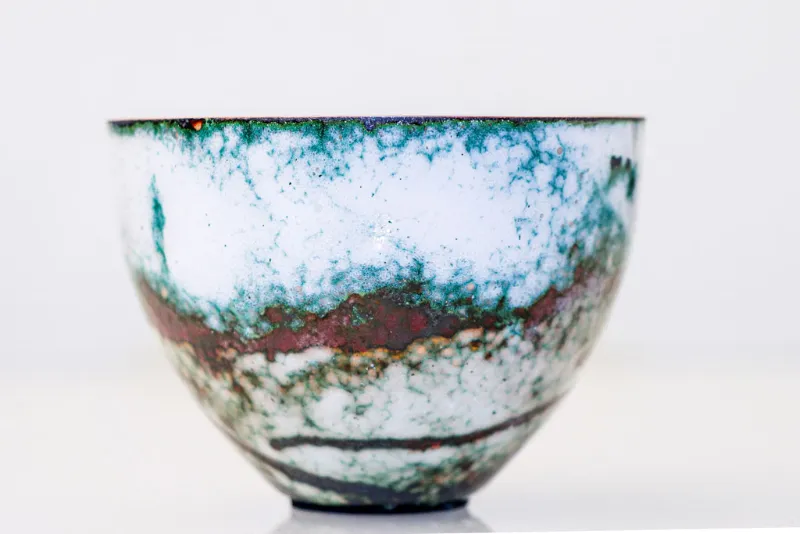 Enamelled copper bowl by Caroline Ingram