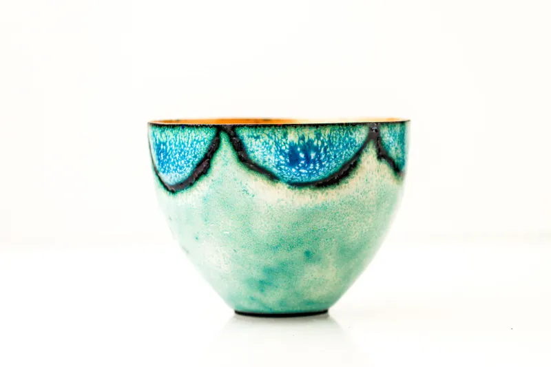 Enamelled copper bowl by Caroline Ingram