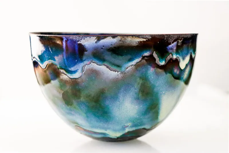 Enamelled copper bowl by Caroline Ingram