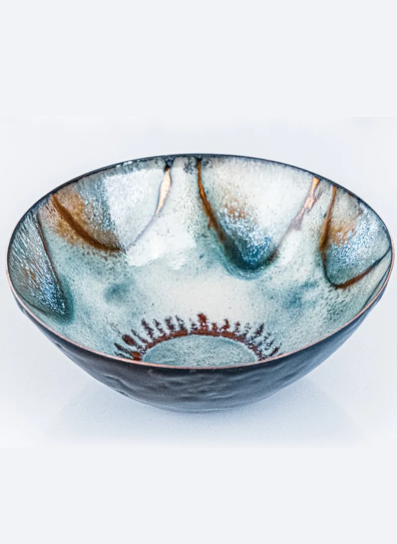Enamelled copper bowl by Caroline Ingram