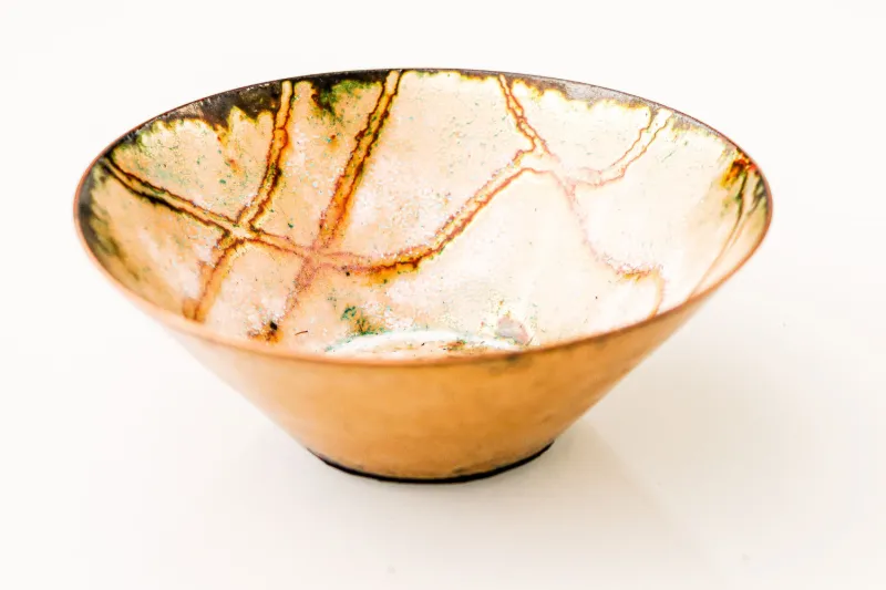 Enamelled copper bowl by Caroline Ingram