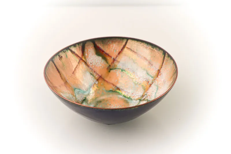 Enamelled copper bowl by Caroline Ingram