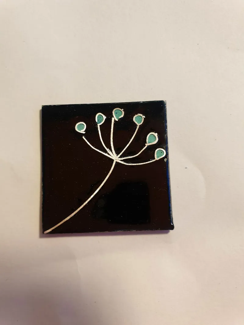 Framed enamel panel by Caroline Ingram