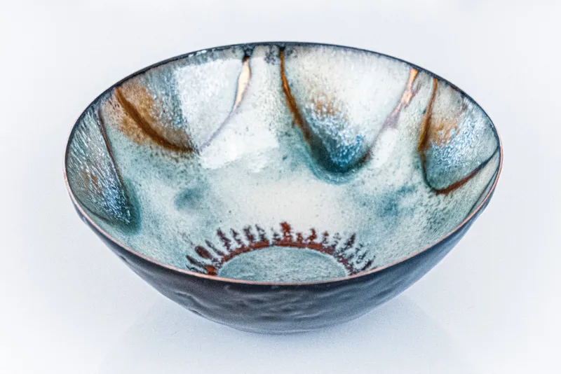 Enamelled copper bowl by Caroline Ingram
