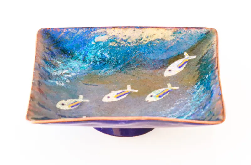 Enamelled copper bowl by Caroline Ingram